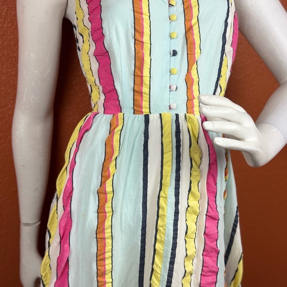 J. Crew Tiered midi dress in seersucker ribbons Summer Fun Rainbow Stripe 0. E10 - Picture 4 of 17
